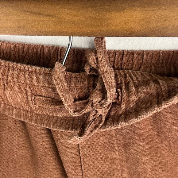 Old Navy Linen Wide Leg Pants Women’s SZ XXL Brown Raw Ham Pockets - Picture 3 of 11